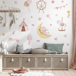 Naklejki Śpiący misiu na księżycu 60x30cm