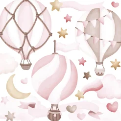 Naklejki Różowe balony w chmurach 60x30cm