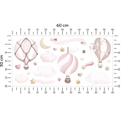 Naklejki Różowe balony w chmurach 60x30cm