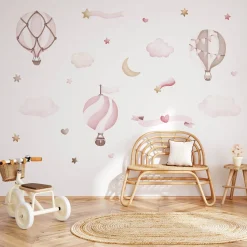 Naklejki Różowe balony w chmurach 60x30cm