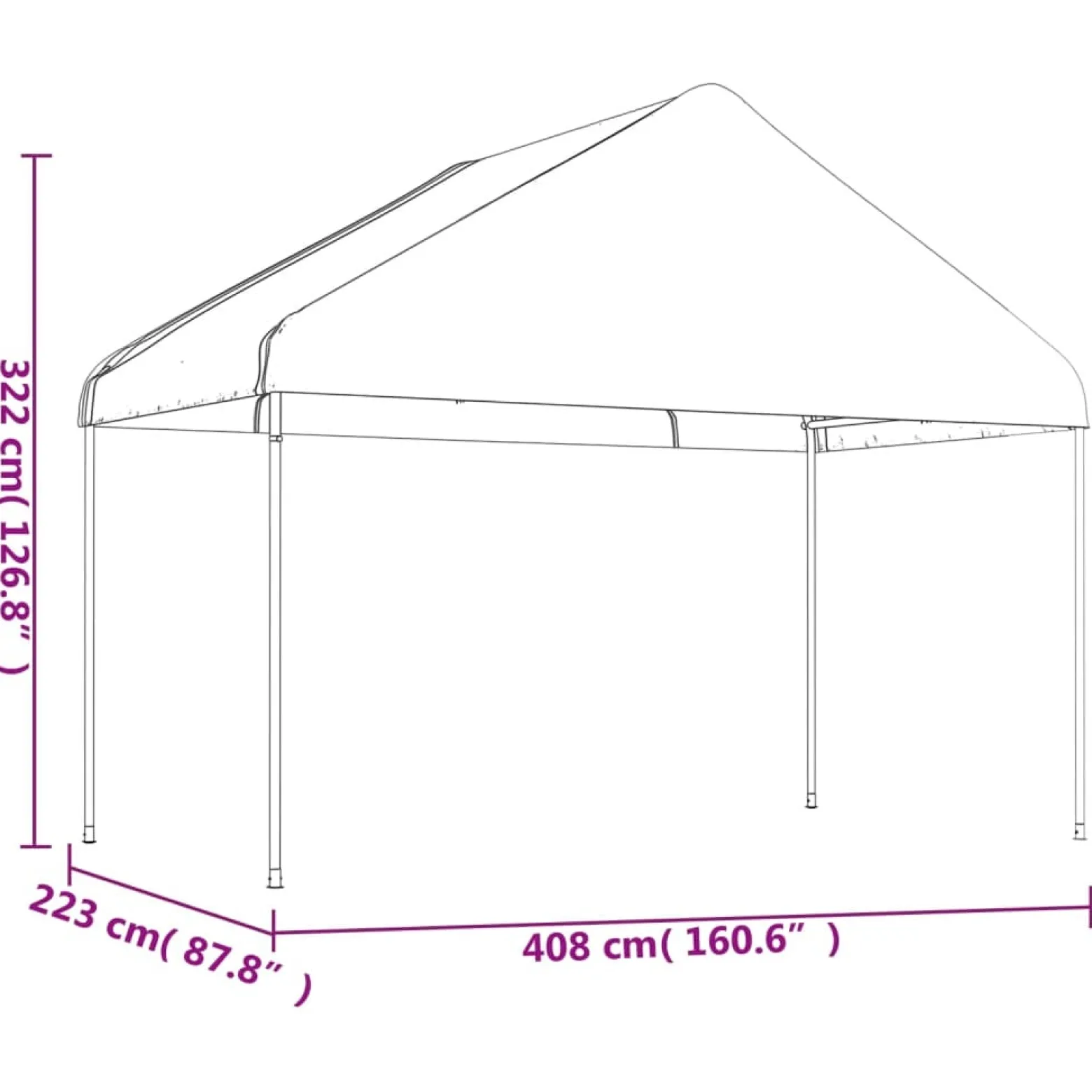 Namiot Ogrodowy Biały Imprezowy Pawilon Na Ogród 4,08x2,23x3,22 m