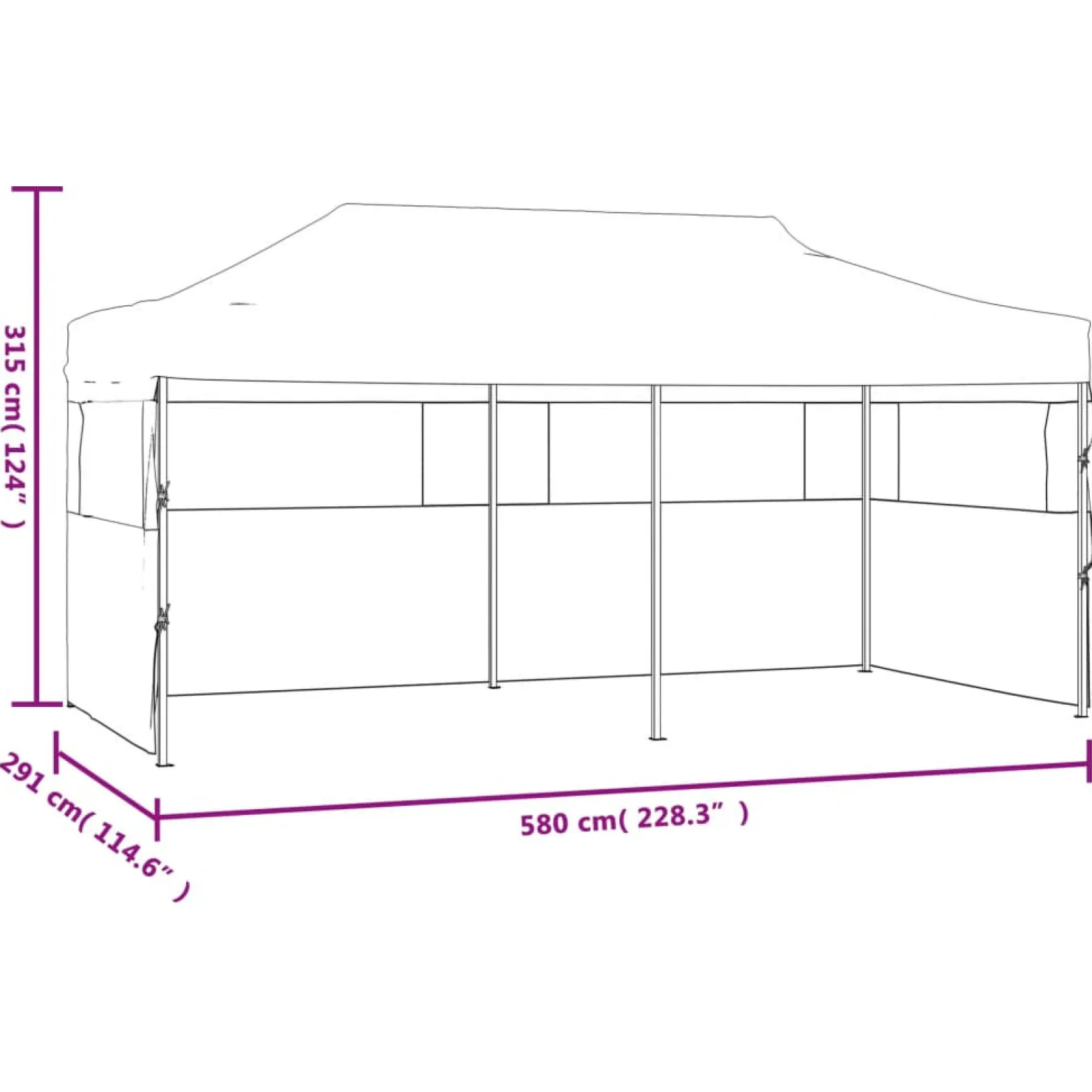 Namiot ogrodowy Kremowy Metal with 4 sidewalls vidaXL