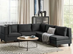 Narożna sofa modułowa tapicerowana 5-osobowa czarna