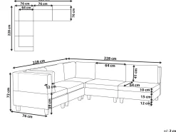 Narożna sofa modułowa tapicerowana 5-osobowa czarna