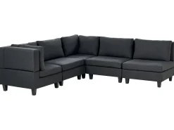 Narożna sofa modułowa tapicerowana 5-osobowa czarna