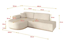 Narożnik lewostronny bez funkcji spania ARRIO-L1 - 243x171x83 Beżowy