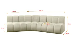Narożnik lewostronny modułowy Montra-L1 - 290x174x70 cm Beżowy
