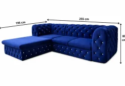 Narożnik Moet Light rozkładany L z funkcją spania granatowy welur glamour