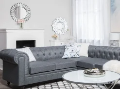 Narożnik rogówka chesterfield jasnoszary