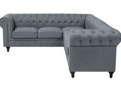 Narożnik rogówka chesterfield jasnoszary