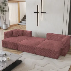 Narożnik SARMO z funkcją spania Różowy