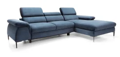 Narożnik SEUL M morski z szezlongiem - elegancka sofa do salonu Prawy