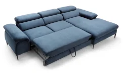 Narożnik SEUL M morski z szezlongiem - elegancka sofa do salonu Prawy