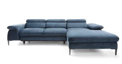 Narożnik SEUL M morski z szezlongiem - elegancka sofa do salonu Prawy