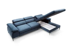 Narożnik SEUL M morski z szezlongiem - elegancka sofa do salonu Prawy