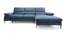 Narożnik SEUL M morski z szezlongiem - elegancka sofa do salonu Prawy