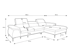 Narożnik SEUL M morski z szezlongiem - elegancka sofa do salonu Prawy