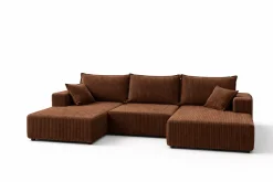 Narożnik SOFT U z funkcją spania brąz pojemnik