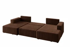 Narożnik SOFT U z funkcją spania brąz pojemnik