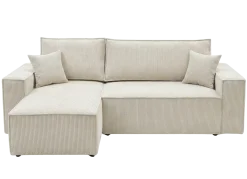 Narożnik Sztruksowy Beżowy 244x145 Rozkładany Monte
