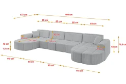 Narożnik uniwersalny bez funkcji spania LIVO-U1 - 400x173x79,5 Szary