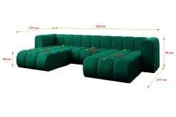 Narożnik uniwersalny modułowy Joren-U1 - 319x177x70 cm Zielony