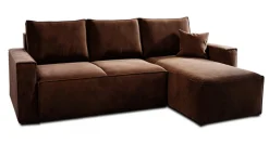Narożnik ZARA z funkcja spania 240x150 brąz PRAWY
