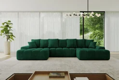 Narożnik z funkcją spania i pojemnikiem ENSI-U 353x164x69 cm Zielony