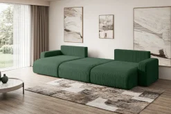 Narożnik z funkcją spania i pojemnikiem KLEEA-U - 347x143x83cm Zielony