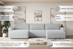 Narożnik z funkcją spania i pojemnikiem KLEEA-U - 347x143x83cm Zielony