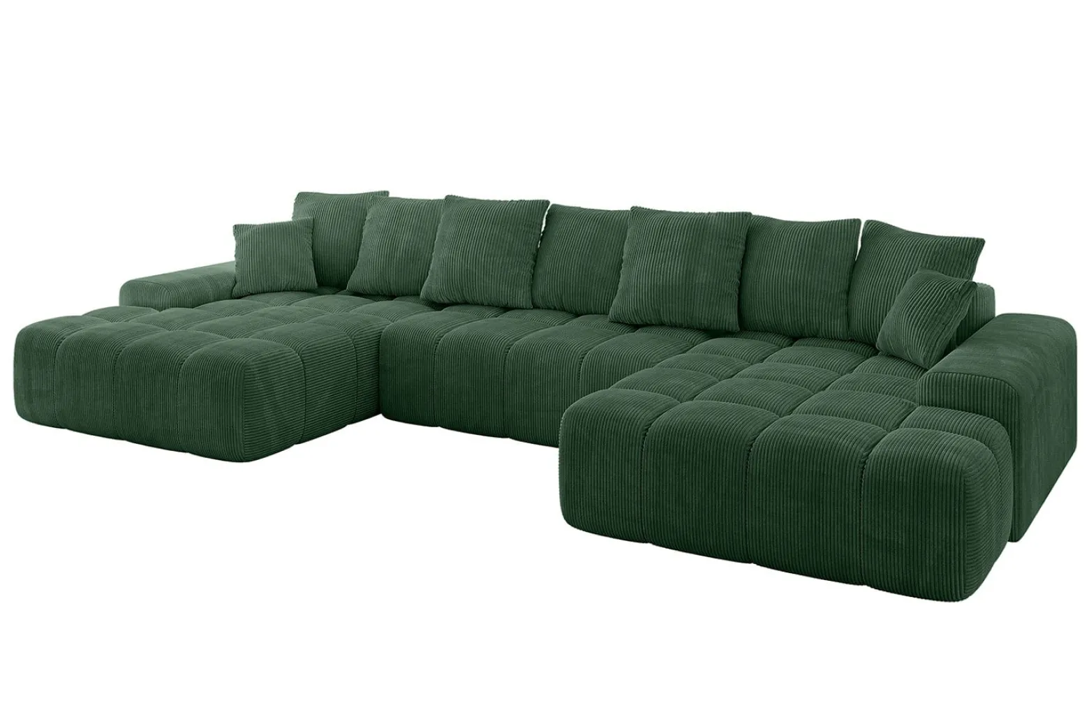 Narożnik z funkcją spania i pojemnikiem ENSI-U 353x164x69 cm Zielony