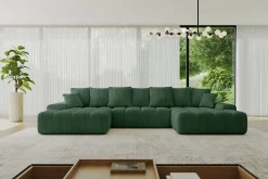 Narożnik z funkcją spania i pojemnikiem ENSI-U 353x164x69 cm Zielony