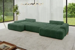 Narożnik z funkcją spania i pojemnikiem ENSI-U 353x164x69 cm Zielony