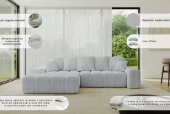 Narożnik z funkcją spania i pojemnikiem ENSI-U 353x164x69 cm Zielony