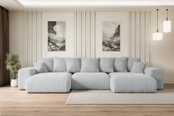 Narożnik z funkcją spania i pojemnikiem ESKAR-U 364x176x72 cm Szary