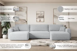 Narożnik z funkcją spania i pojemnikiem ORRO-U - 362x145x83cm Żółty