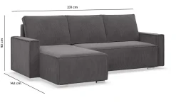 Narożnik z funkcją spania, Union, 231x142x92, oliwkowy | TYLETEGOTU