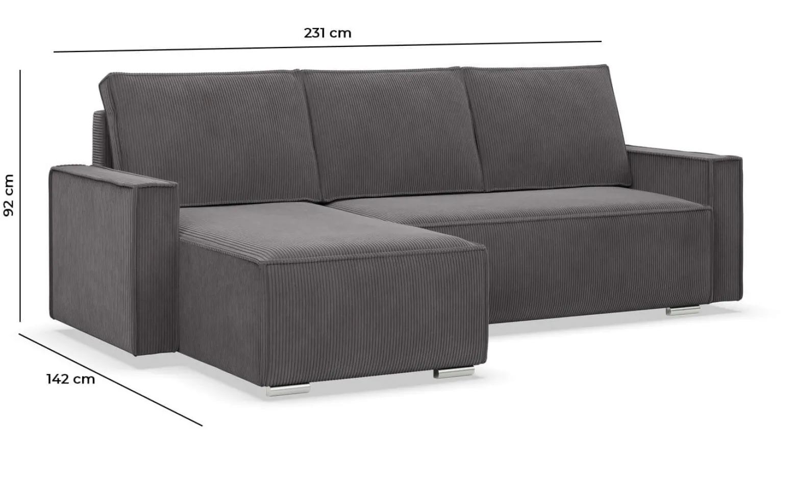 Narożnik z funkcją spania, Union, 231x142x92, oliwkowy | TYLETEGOTU