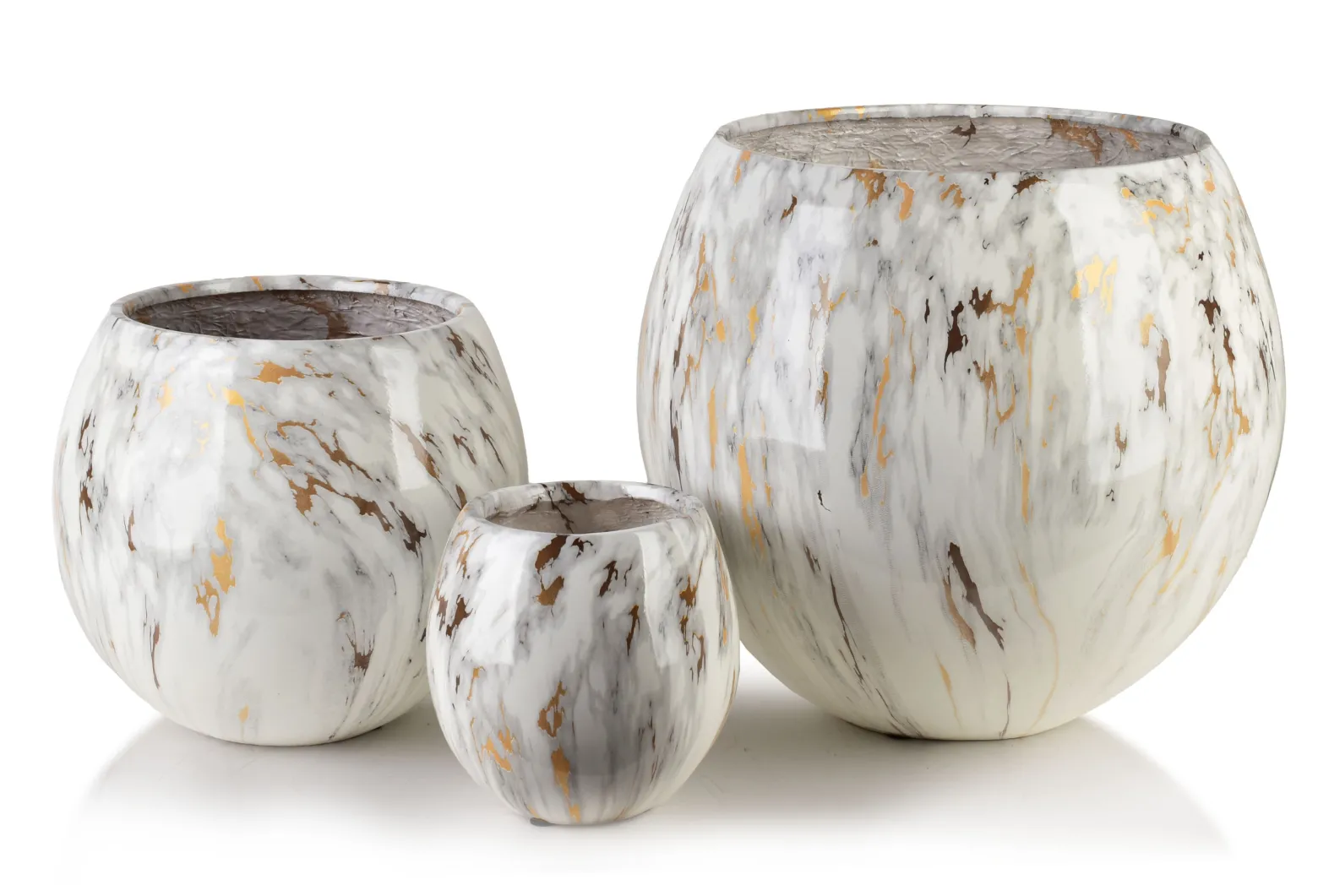 NEVA MARBLE Komplet 3 osłonek ceramicznych 42,5x42,5x39/28x28x27/20x20x19cm
