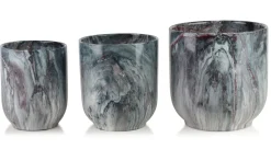 NEVA MARBLE Komplet 3 osłonek ceramicznych 29x29x30/23x23x26,5/19x19x24cm