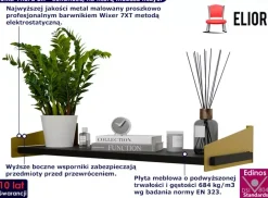 Nowoczesna wisząca półka z metalowym stelażem złoty + czarny - Maska