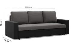 Nowoczesna kanapa, CAPERO, ekoskóra, 220x92x92, czarny, szary | TYLETEGOTU