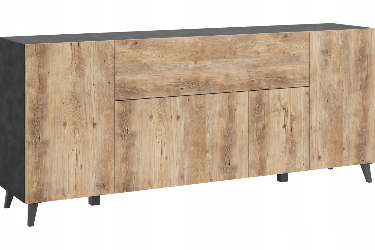 Nowoczesna komoda 180cm do salonu na nóżkach antracyt matera, kszatan