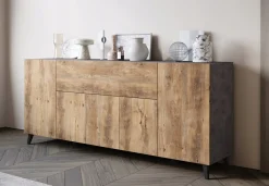 Nowoczesna komoda 180cm do salonu na nóżkach antracyt matera, kszatan