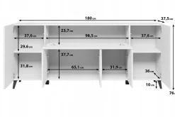 Nowoczesna komoda 180cm do salonu na nóżkach antracyt matera, kszatan