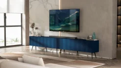 Nowoczesna Komoda RTV Granatowy Mat Szafka RTV 300 Czarne nogi