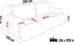 Nowoczesna Sofa Kanapa BOMO funkcja spania + pojemnik na pościel