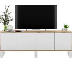 Nowoczesna Szafka RTV komoda Loft Wotan Biały Mat