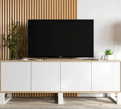 Nowoczesna Szafka RTV komoda Loft Wotan Biały Mat