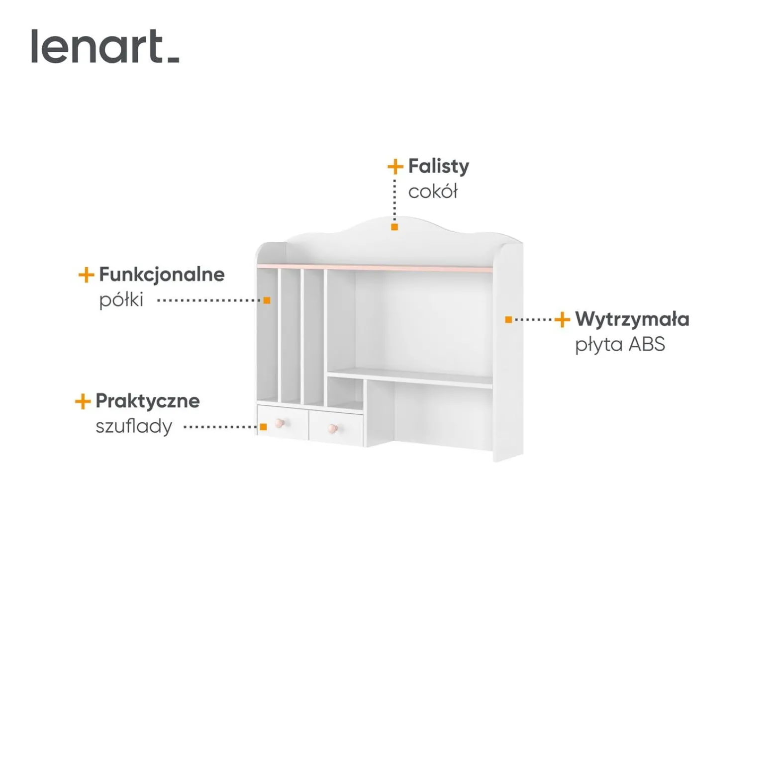 Nowoczesne biurko z nadstawką LAURA do pokoju dziecięcego biały + różowy